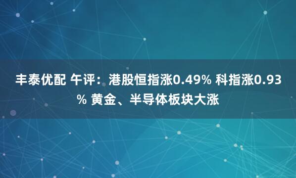 丰泰优配 午评：港股恒指涨0.49% 科指涨0.93% 黄金、半导体板块大涨